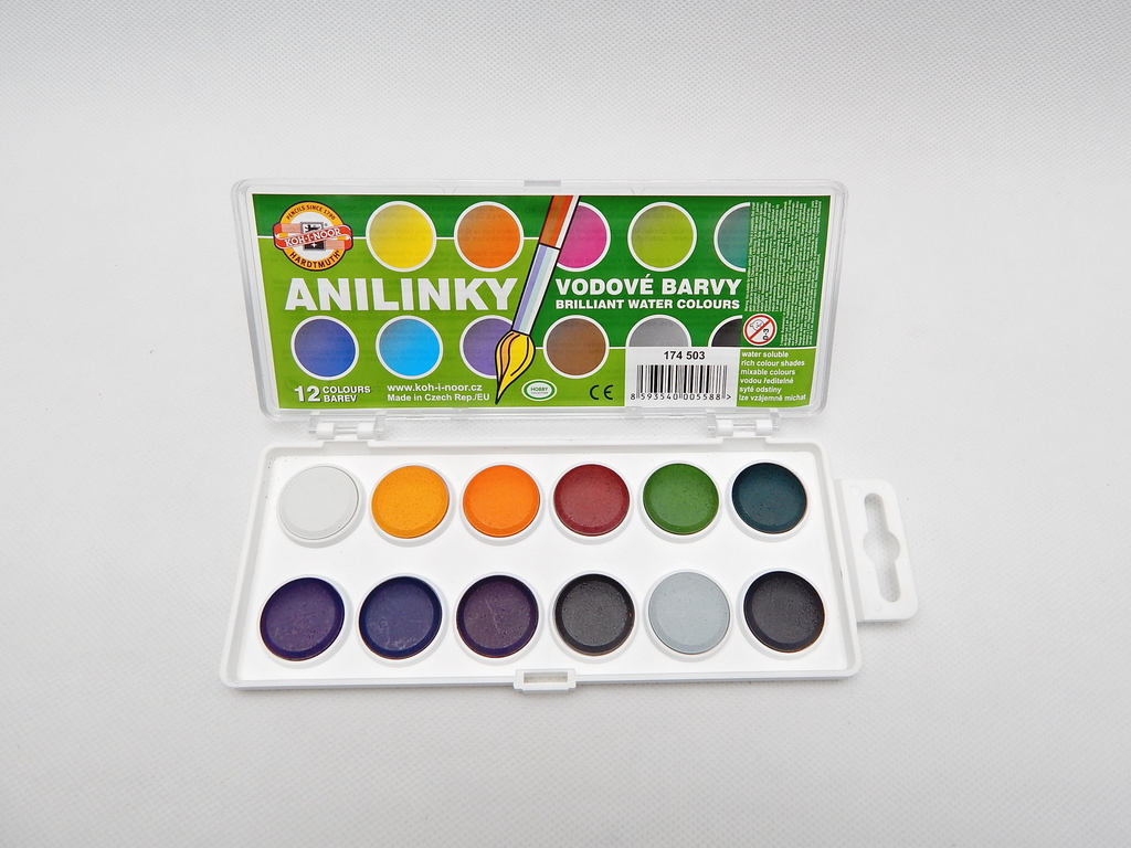 Anilinové barvy 12 barev 22,5 mm Koh-i-noor