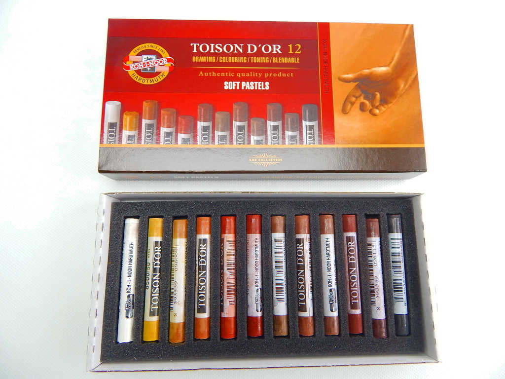 Prašné křídy 12 barev hnědé odstíny Koh-i-noor Toison D'or