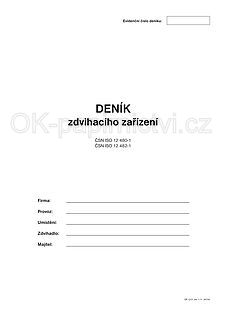 Deník zdvihacího zařízení A4, OP1227