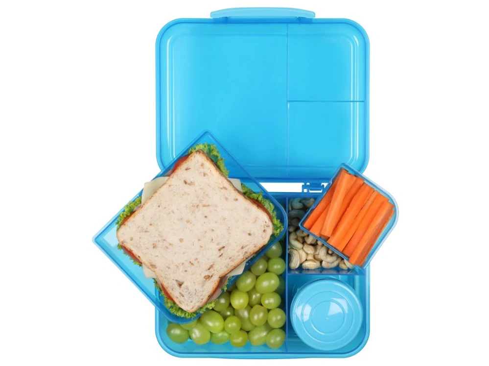 Sistema Dělený svačinový box Lunch Bento s nádobou na jogurt a 2 tácky 1,65 l, mix barev