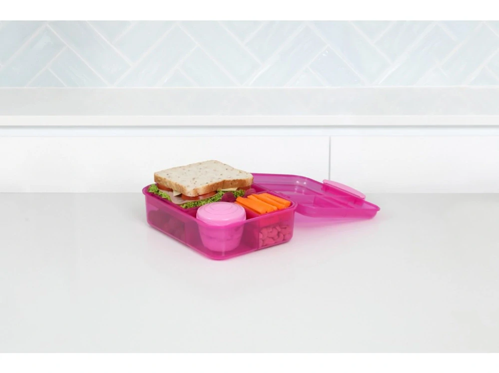 Sistema Dělený svačinový box Lunch Bento s nádobou na jogurt a 2 tácky 1,65 l, mix barev