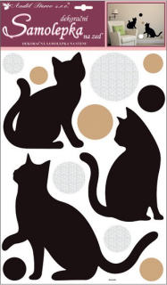 Samolepky na zeď kočky černé, 60x32cm
