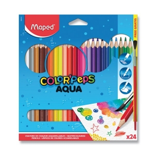 Aquarelové pastelky 24 barev a štětec Maped Color Peps Aqua