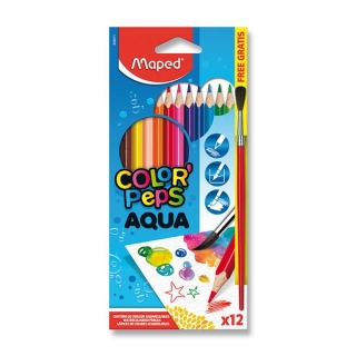 Aquarelové pastelky 12 barev a štětec Maped Color Peps Aqua