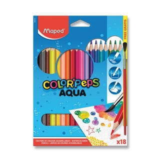 Aquarelové pastelky 18 barev a štětec Maped Color Peps Aqua