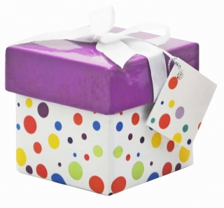 Dárková krabička s puntíky MINI 7x7x7cm
