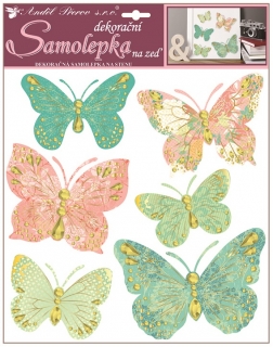 Samolepky na zeď motýli se zlatým dekorem 30,5 x 30,5 cm