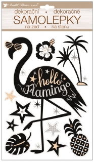 Samolepka na zeď plameňák prostorová 36 x 21 cm