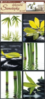 Samolepky na zeď bambus a kameny, 60x30cm