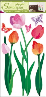 Samolepky na zeď barevné tulipány 60x32cm
