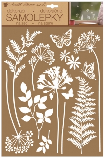 Samolepky na zeď bílé traviny 27,5 x 41 cm