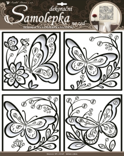 Samolepky na zeď černošedí motýlci 50x32cm
