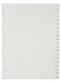 Číselný rejstřík A4 plast šedý