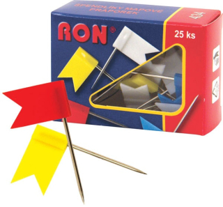 Vlaječky mapové 25 ks barevné RON 