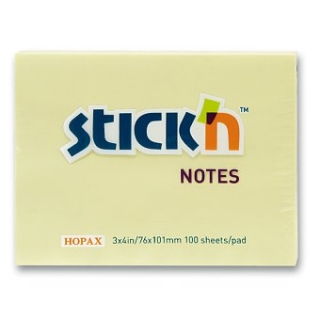 Samolepicí bloček žlutý 76x101 mm 100 listů StickN