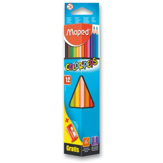 Trojhranné pastelky 12 barev a ořezávátko Maped Color Peps