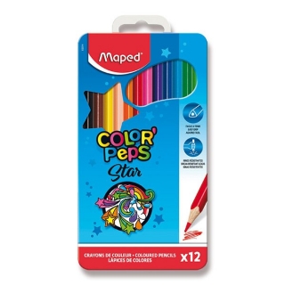 Trojhranné pastelky 12 barev v kovovém pouzdře Maped Color Peps Metal Box