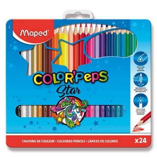 Trojhranné pastelky 24 barev v kovovém pouzdře Maped Color Peps Metal Box
