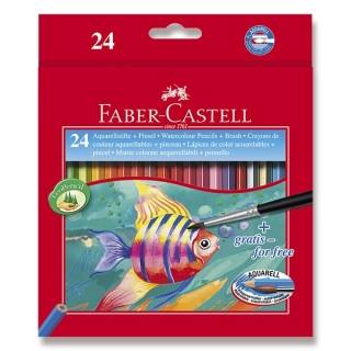 Akvarelové pastelky 24 barev Faber-Castell a štětec